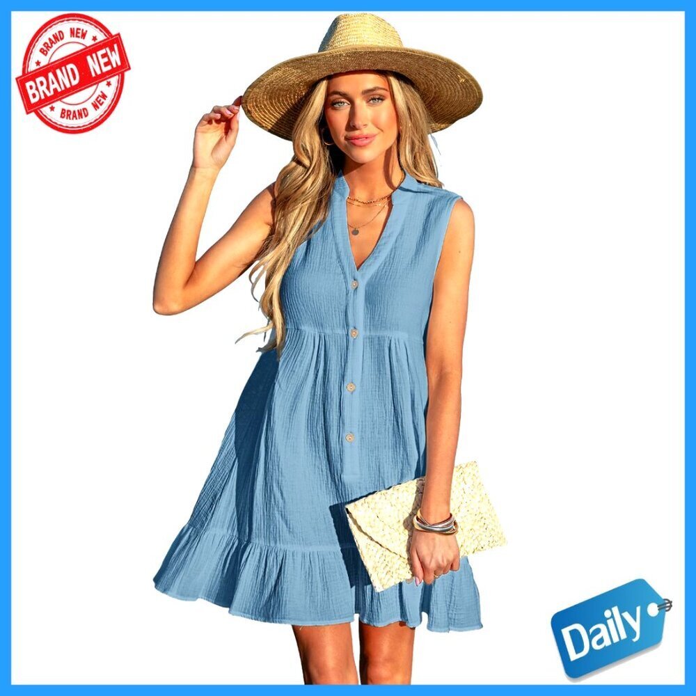 Large Cotton Swimsuit Coverup Ruffle Hem Beach Dress